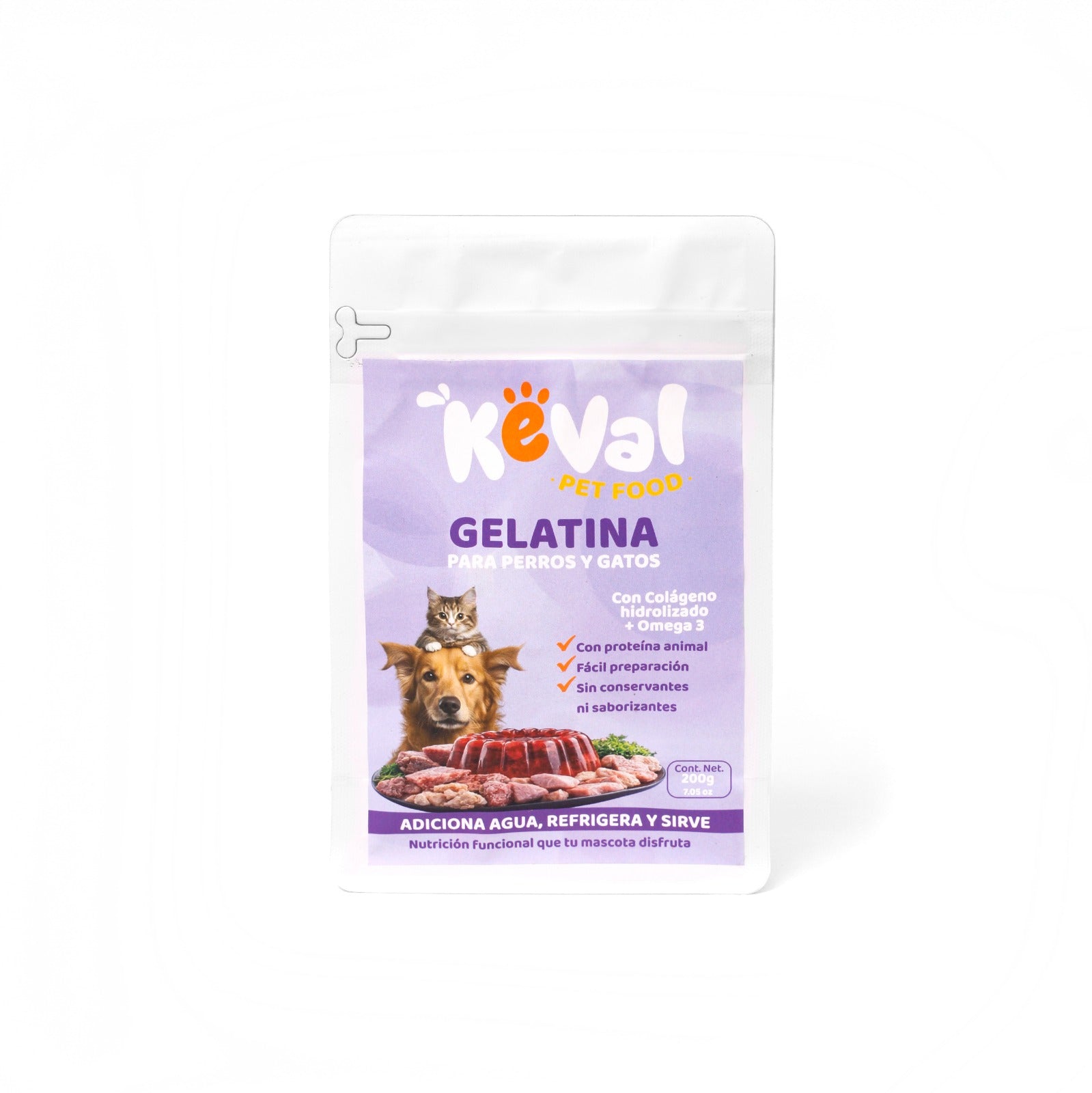 Keval Gelatina para perro y gatos, presentación de 200 g.
