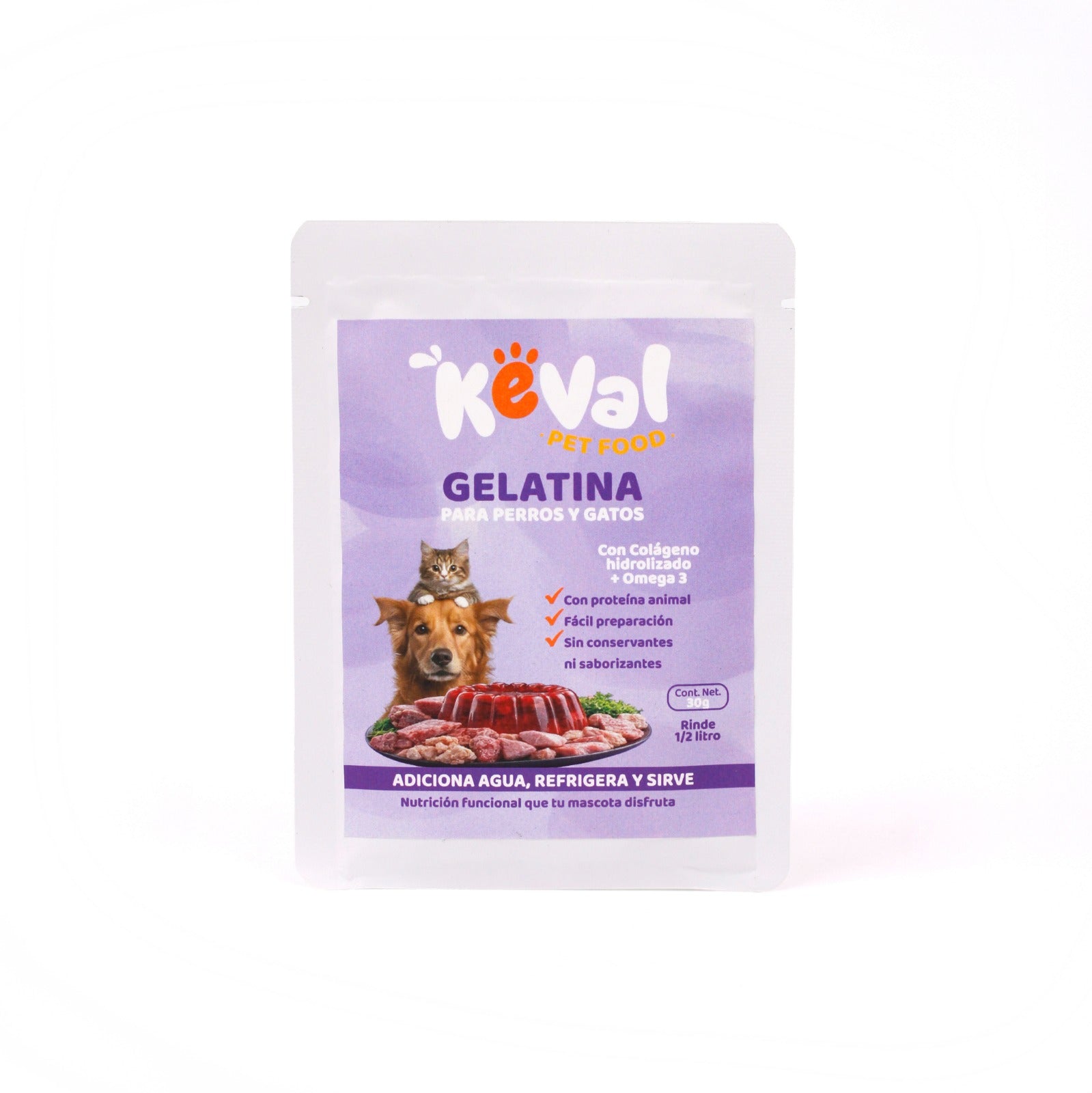 Keval Gelatina para perros y gatos, presentación de 30 g.